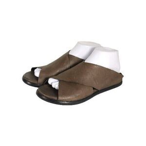 Ernesto Dolani Women's US8,5 EU39 Brown Leather Crisscross Flat Slides Sandals